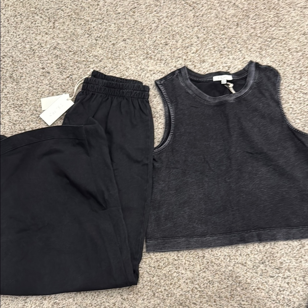 Z Supply Scout Wide Leg Pant and Sloane Tank  S washed black